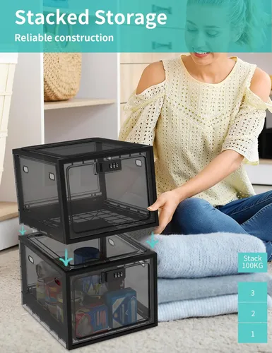 Vista 4 de Caja de bloqueo para medicamentos seguros, caja de almacenamiento con cerradura de 10 litros para refrigerador/aperitivos alimentos, cajas