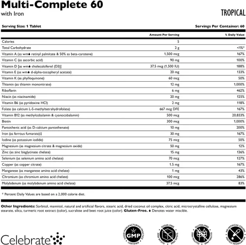 Vista 3 de Celebrate Vitamins - Masticables multicompletos, 60 mg de hierro, multivitamínico bariátrico diario para pacientes con gastrectomía de manga