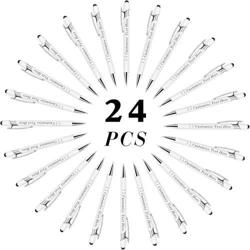 Vista 56 de Bolígrafos personalizados a granel con punta de lápiz capacitivo, 12 bolígrafos personalizados con logotipo de mensaje con nombre, bolígrafos