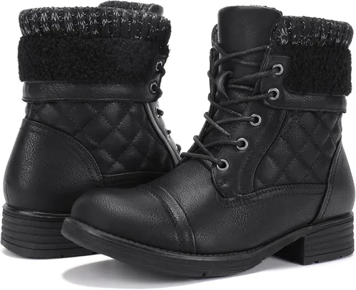 Vista 27 de STQ Botas de combate con cordones para mujer