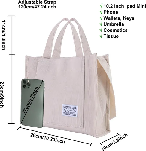 Vista 3 de TCHH-DayUp Pequeña bolsa de pana para mujer, mini bolso cruzado de hombro
