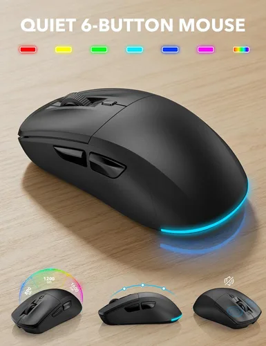 Vista 6 de Combo de teclado y mouse inalámbricos, batería de 4000 mAh Negro clásico