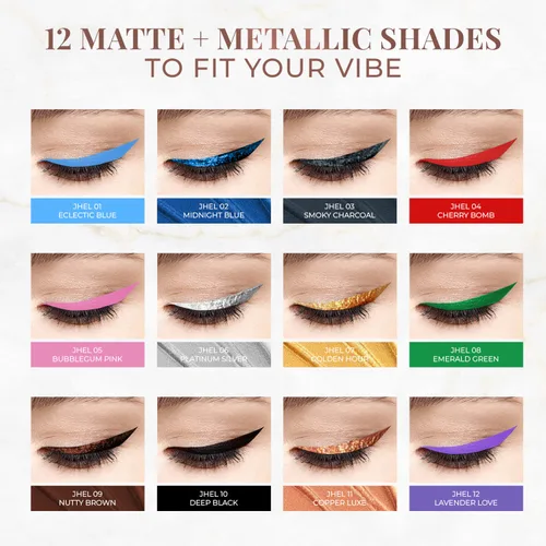 Vista 2 de Just Herbs Delineador de ojos impermeable y a prueba de manchas, delineadores de ojos de larga duración 0.09 oz (negro oscuro)
