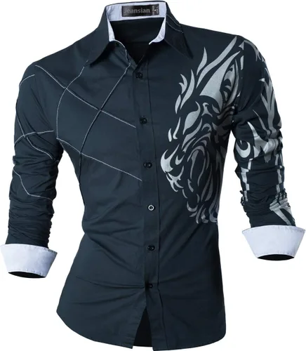 Vista 51 de JZS041, camisa de vestir de manga larga para hombre
