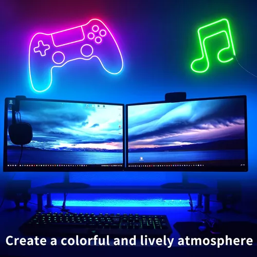 Vista 4 de segrass - Tiras de luces LED de neón de 100 pies 24V, luces de cuerda LED RGB con control remoto, control de aplicación, IP65, impermeables