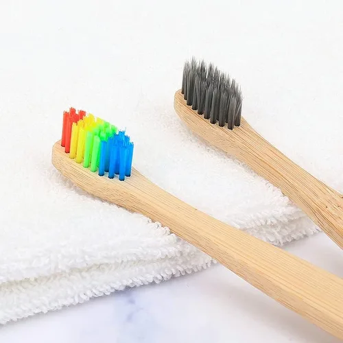 Vista 4 de 10/20/40PCS Cepillo de dientes colorido Juego de cepillos de dientes de bambú cerdas suaves de carbón de bambú cepillos de dientes cuidado oral