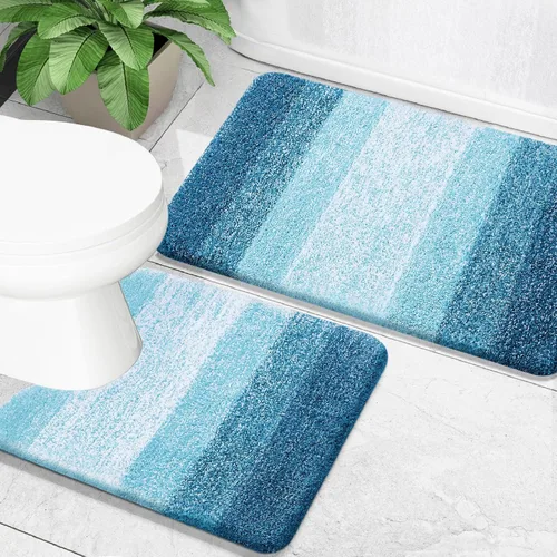 Vista 13 de OLANLY - Juego de tapetes para baño de 2 piezas, de microfibra, suaves y absorbentes, antideslizantes, lavables a máquina y para secadora, felpudos
