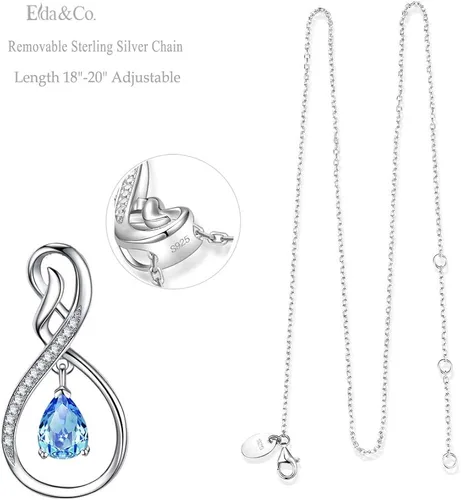 Vista 3 de ELDA & CO. Regalos de cumpleaños, collar infinito de plata de ley 925 con piedras natales de octubre y noviembre, turmalina rosa, citrino, regalos