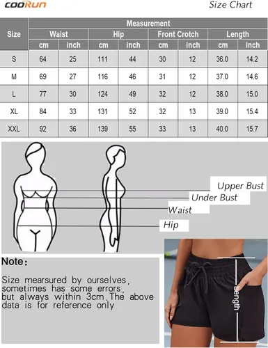 Vista 7 de COOrun - Pantalones cortos deportivos de cintura alta para mujer, pantalones cortos deportivos con bolsillo, pantalones cortos elásticos