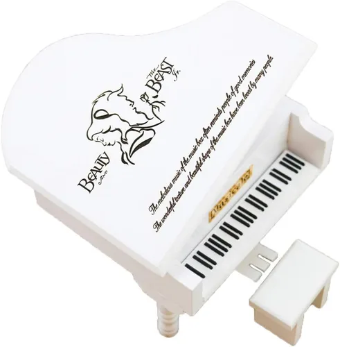 Vista 5 de Beauty and The Beast - Caja musical de piano de madera grabada, regalo musical, juega La bella y la bestia, color negro