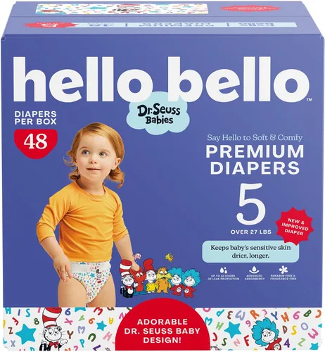 Vista 10 de Hello Bello Pañales Premium Talla 1, Diseños Balloon Buddies y Crosshatch Cuties, Caja Club de 82