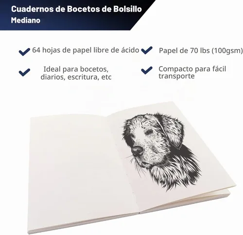 Vista 3 de Cuaderno de bocetos LayFlat - 14 x 21 cm - Cuaderno en blanco negro, 64 hojas, papel grueso de 100 g/m²..