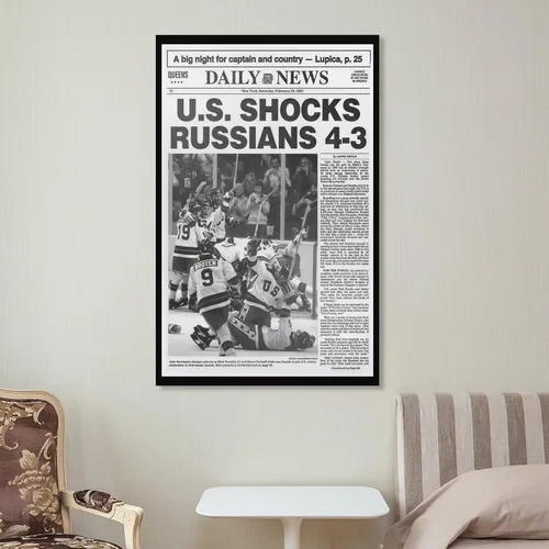 Vista 6 de FOLIUMK 1980 - Póster olímpico de milagro de hockey sobre hielo, hace la portada del periódico y crea un milagro en el icastílo, 12 x 18 pulgadas
