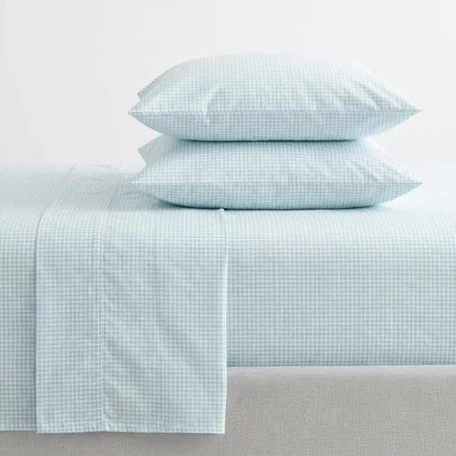 Vista 9 de Martha Stewart - Juego de sábanas tamaño individual con sábana bajera y funda de almohada, ropa de cama de percal de algodón con una sensación
