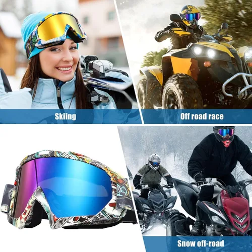 Vista 6 de 2 piezas de gafas para ATV para adultos, gafas antiniebla para moto de tierra, gafas de motocross para motocicleta y esquí para hombres y mujeres