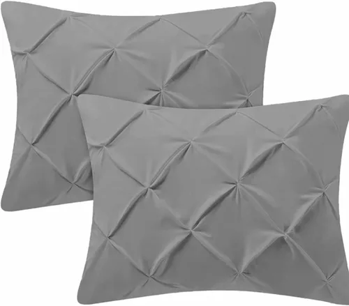 Vista 22 de Kotton Culture Juego de 2 fundas de almohada plisadas de 24 x 24 pulgadas, fundas de almohada decorativas, 100% algodón egipcio de 600 hilos, aptas