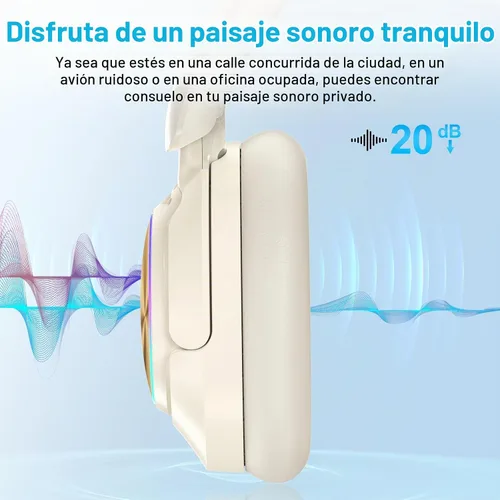 Vista 5 de Auriculares inalámbricos Bluetooth con cancelación de ruido con micrófono, tiempo de reproducción de 65 horas, llamadas claras, ajuste cómodo