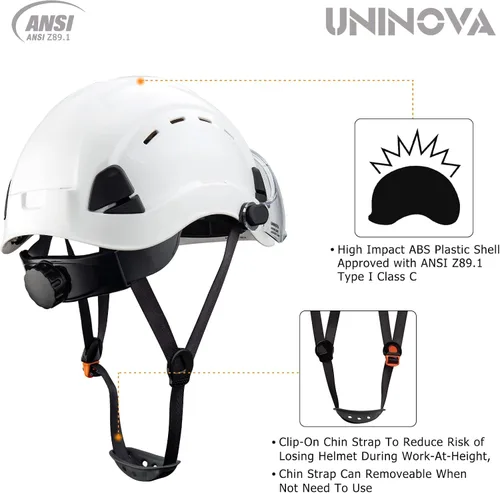 Vista 3 de Hard Hats Construction OSHA ANSI Z89.1 Approved Safety Helmet Vented Hard Hat with Visor Adjustable 6 Pt Suspension Safety Hardhats Construction Work