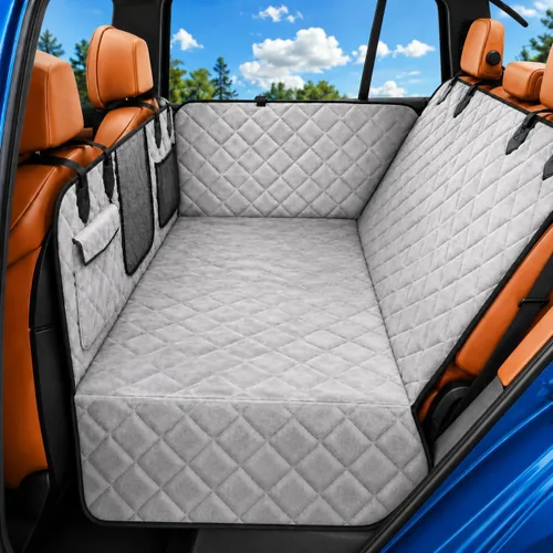 Vista 10 de IJVAE Funda de asiento para perro para asiento trasero, extensor de asiento trasero duro con capacidad para 500 libras, hamaca impermeable y Negro