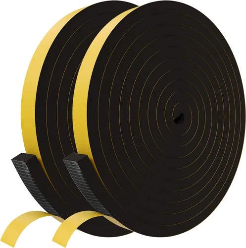 Vista 13 de Cinta aislante de espuma Egofix, burletes para puertas y ventanas, cinta adhesiva de espuma negra resistente al clima para puerta corrediza, marco