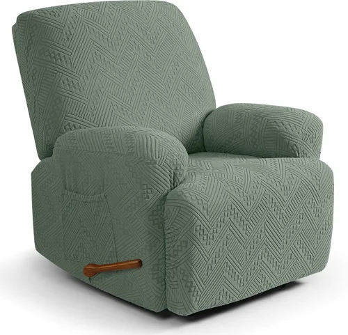 Vista 10 de Ruaozz - Fundas para sillas reclinables, funda elástica suave, color verde Funda reclinable de 1 plaza, fundas lavables para sillas de 3 piezas