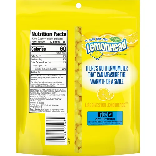Vista 2 de Lemonhead Caramelo de limón duro, cítrico refrescante, bolsa resellable, 12 onzas