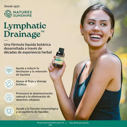 Vista 2 de Nature's Sunshine - Gotas de drenaje linfático con extracto de cuchillas, 60 serv. Herbal Lymphatic Support Supplement Complex for Lymph Drainage