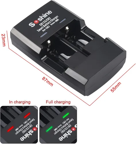 Vista 6 de Cargador de Batería Soshine CR2 RCR123A para Batería RCR123 16340 CR2 15270 LiFePO4 de 3V Baterías Recargables (Cargador)