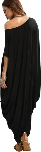 Vista 2 de Verdusa Vestido largo para mujer, con cuello estilo bote amplio, de gran tamaño, caftán, con manga murciélago