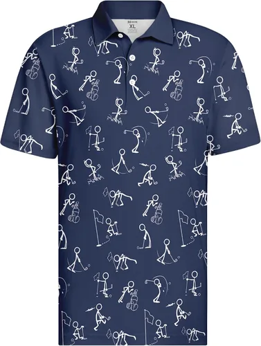 Vista 3 de HIVICHI Camisas de golf divertidas para hombre con patrón estampado loco colorido y novedad de alto rendimiento que absorbe la humedad, camisa tipo