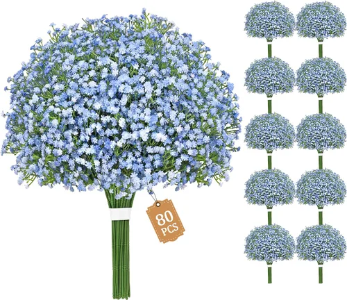 Vista 12 de Dolicer Guirnalda de flores artificiales para el aliento del bebé, 2 Azul