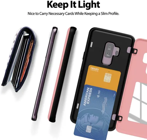 Vista 218 de GOOSPERY Parachoques magnético para puerta compatible con Galaxy S9 Plus, tarjetero tipo billetera con cierre automático por iman, funda protectora