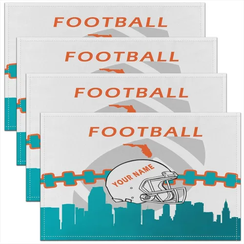 Vista 12 de Erosebridal Juego de 4 manteles individuales personalizados de fútbol de 12 x 18 pulgadas, manteles individuales para adultos, manteles individuales