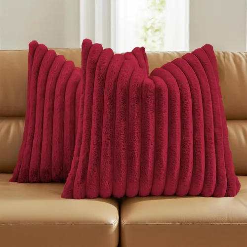 Vista 16 de FUTEI Pack of 2 Faux Fur Throw Pillow Covers 20x20 Inch, Navy Blue Azul marino