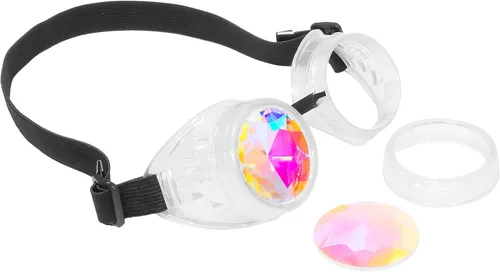 Vista 99 de Gafas de caleidoscopio retro con pinchos, gafas de cristal arcoíris steampunk estilo soldadura, gafas de cosplay punk