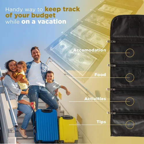 Vista 2 de Tidy Pockets Organizador de dinero para dinero en efectivo, con 4 cremalleras, organizador de efectivo para facturas, organizador de dinero