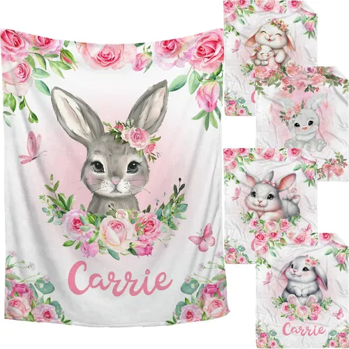 Vista 41 de Manta de bebé personalizada con ciervos florales, manta personalizada de ciervos con nombre para bebé, manta de recepción personalizada de ciervos