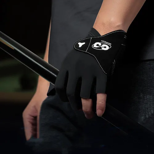 Vista 5 de Guantes de billar para mano izquierda 3 dedos, guante de piscina Negro