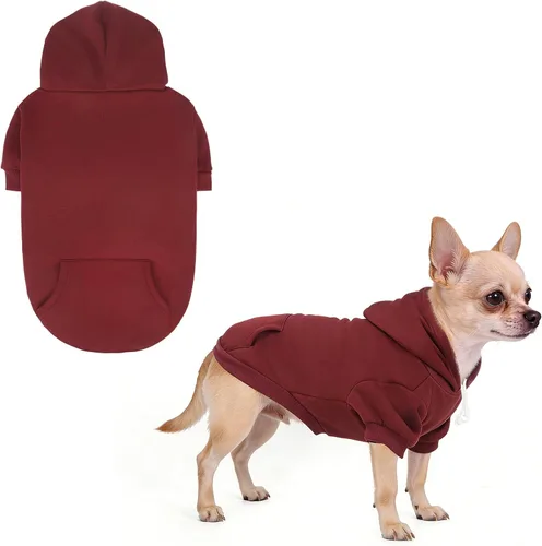 Vista 44 de KOOLTAIL Sudadera básica con capucha para perro, suave y cálida, con agujero para correa y con bolsillo, abrigo de invierno para perros, ropa