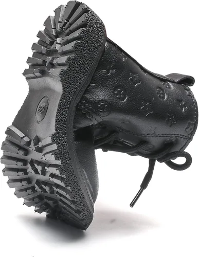 Vista 4 de Komfyea Botas de senderismo clásicas para niños y niñas, botas de tobillo con cordones para exteriores
