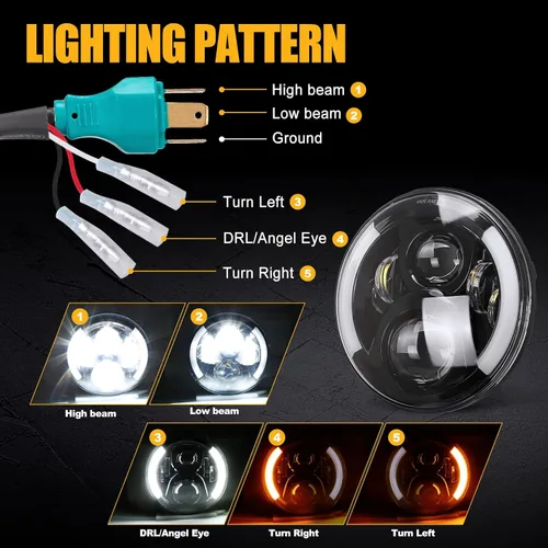 Vista 2 de Faros Delanteros LED de 7 Pulgadas con Aprobación DOT para Proyector Daymaker 2880lm Chip CREE & Philips para Harley Davidson, Faro-2 Road King