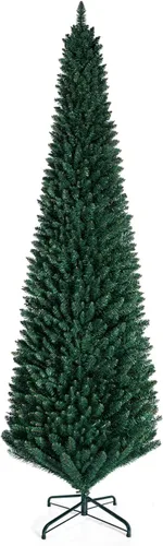 Vista 21 de GOFLAME - Árbol de Navidad artificial de 6 pies con luces LED blancas cálidas preiluminadas, árbol de Navidad con flecos de nieve, 435 puntas