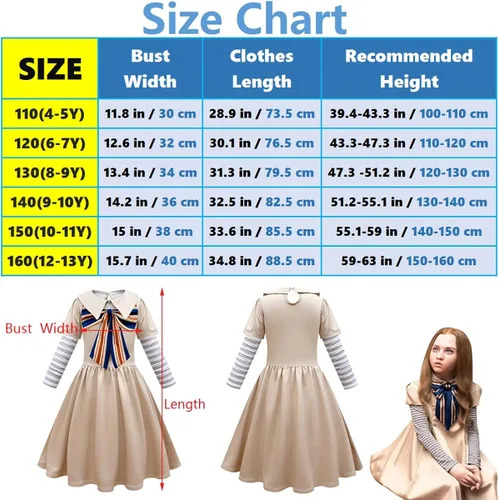 Vista 2 de Roctocesy Vestidos de princesa para niñas pequeñas, vestido de M3gan, vestido de ribete con volantes para fiesta de Halloween, trajes de juego de rol