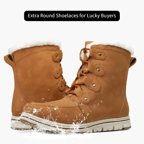 Vista 2 de Vepose Botines de nieve para mujer, impermeables, cortavientos, cálidos, para invierno