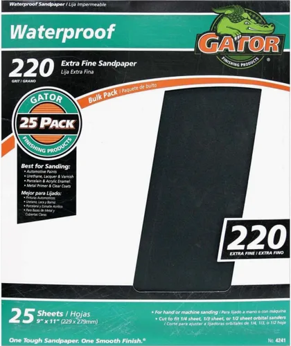 Vista 5 de Gator Hojas de lijado impermeables de 9 x 11 pulgadas, grano 320, paquete de 25