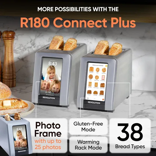 Vista 2 de Revolution R180 Connect Plus Tostadora Inteligente con Pantalla Táctil (Paquete con Prensa para Toastie y Rejilla de Calentamiento) Elija entre más