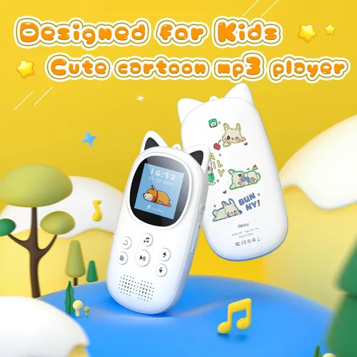 Vista 2 de Reproductor de MP3 para niños, reproductor de MP3 Bluetooth 5.0 de 32 GB, reproductor de música infantil con radio FM, altavoz, grabadora de voz