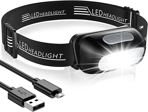 Vista 2 de Fay Bless Lámpara de cabeza LED, 3.00 oz, 350 lúmenes, IPX4, impermeable, 1200 mAh hasta 8 h, faros superbrillantes, sensor de movimiento, 5 modos