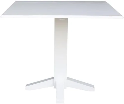 Vista 12 de IC INTERNATIONAL CONCEPTS Mesa de comedor cuadrada de madera maciza de 36 pulgadas con doble hoja, multicolor Nogal/Concha