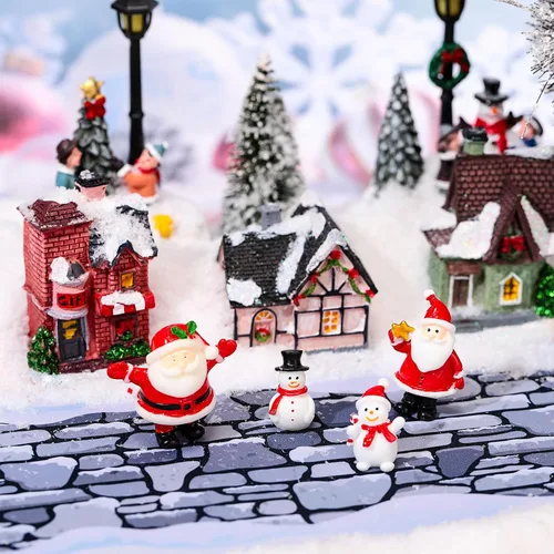 Vista 6 de Kosiz Village Street Mat de 5 x 50 pulgadas, accesorios de pueblo de Navidad, decoración de carretera en miniatura para exteriores, interiores
